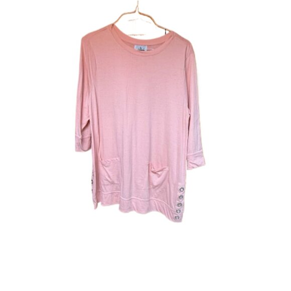 L peach long sleeve Metropolitan Tunic with pocket and  circle grommets. Worn 1x - Picture 1 of 4
